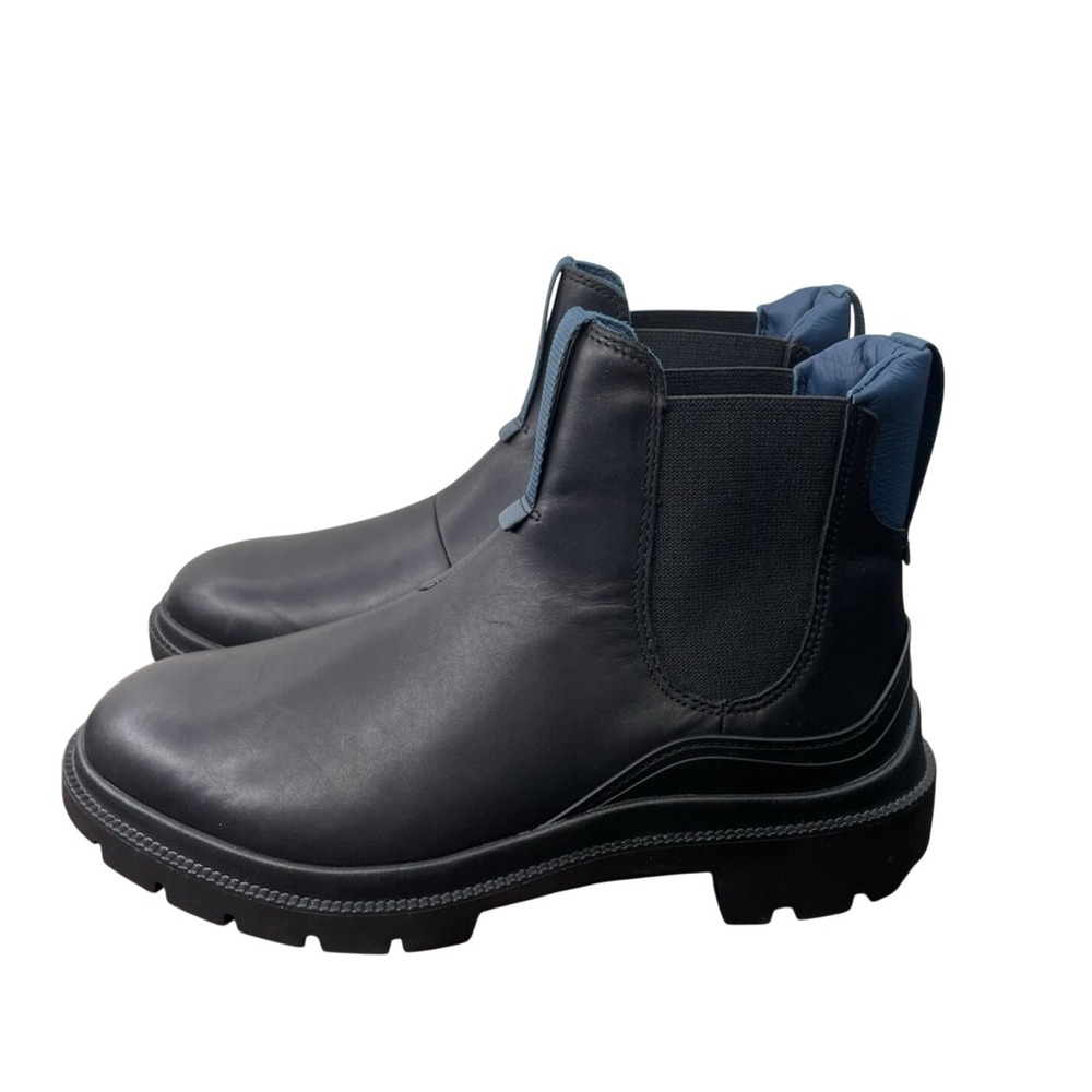 OluKai Heui Black Leather Chelsea Boots Women US W6 EUR 36 Lug Sole Pull On - Picture 4 of 6